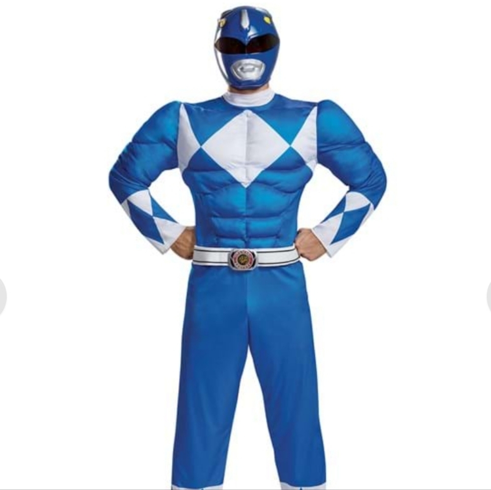 Hasbro Power Rangers Blue Superhero Costume for Men. Size L/XL